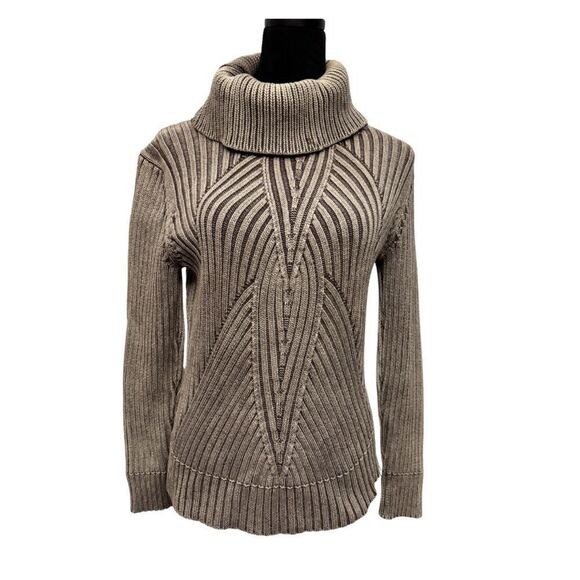 💎 Jeanne Pierre Turtleneck Knit Sweater Brown - Picture 1 of 8